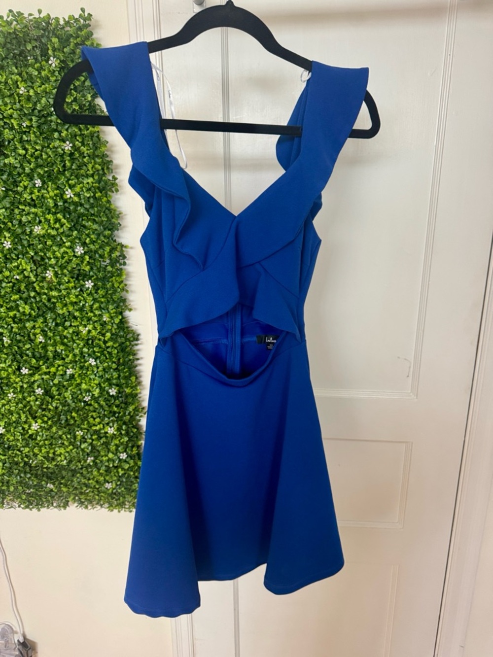 Lulu's Royal Blue Ruffle V-Neck Mini Dress